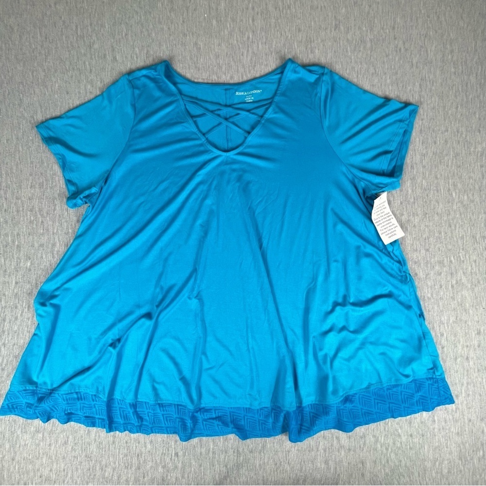 Jessica London size 22 / 24 blue Tshirt NWOT v neck